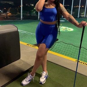 Royal Blue 2 Piece Crop Top Set